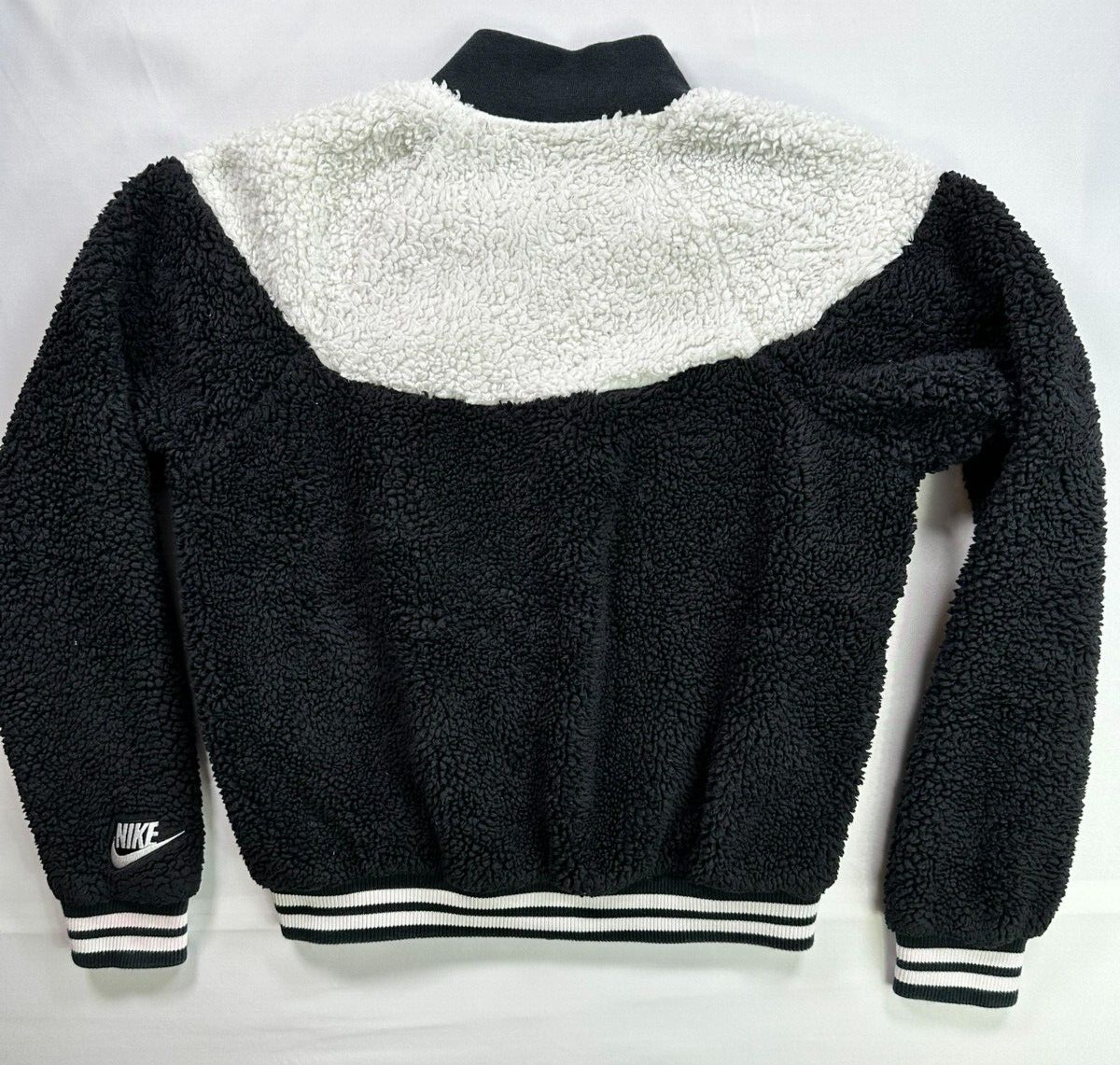 Women's Nike Black & White Fleece Varsity Jacket- Size XS