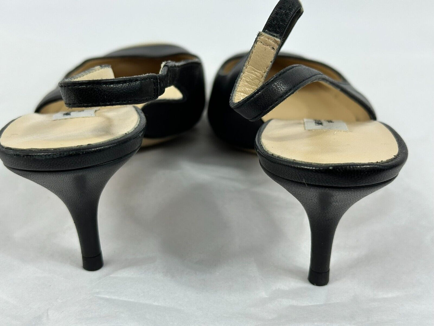 Women's Saks Fifth Avenue 1.5" Heel Strap Shoe in Black/White/Gold- Size 7.5