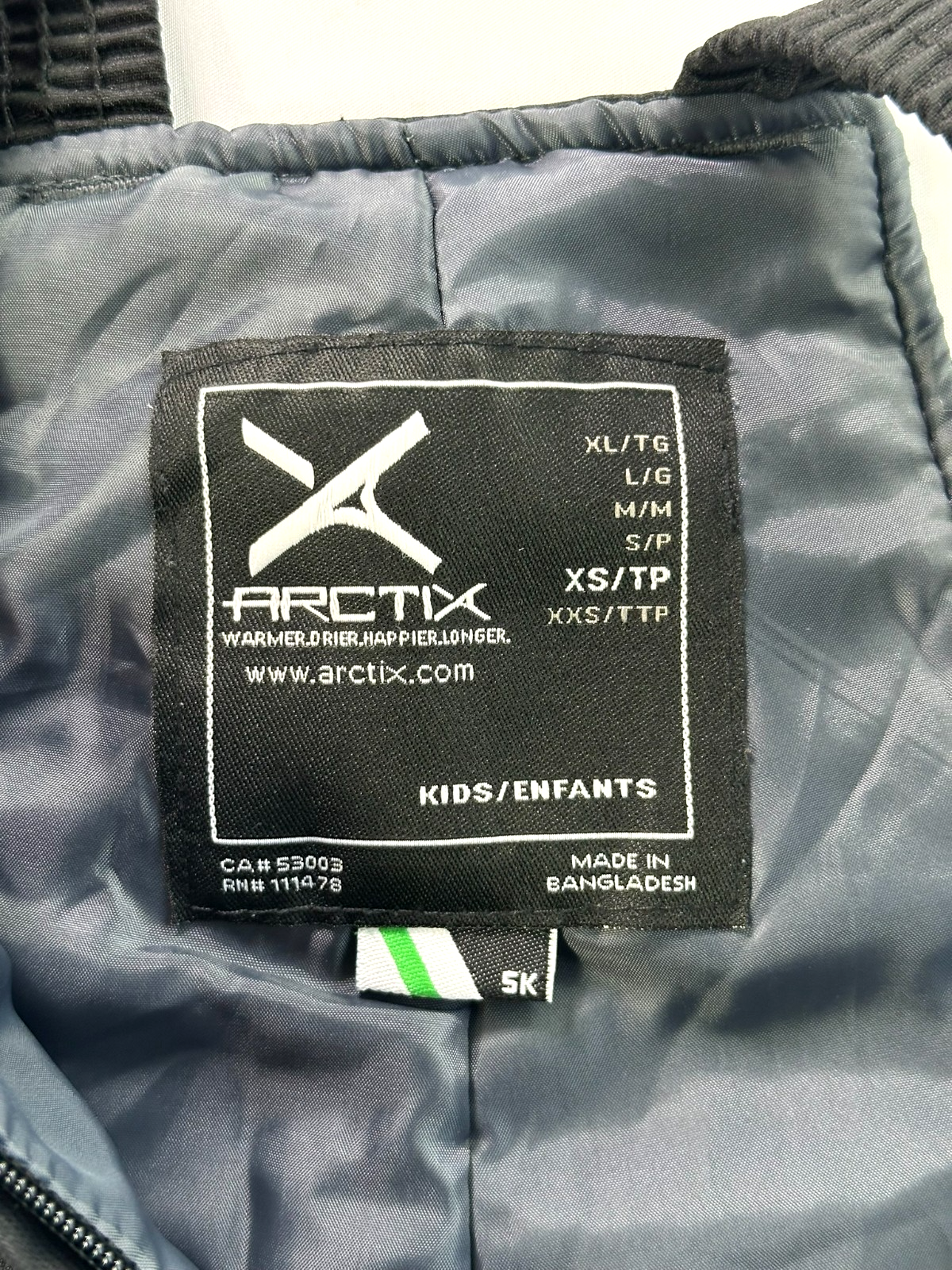 Youth Black Arctix Ski/ Snow Bib Pants Suspenders W/ Pocket- Size XS (5K)