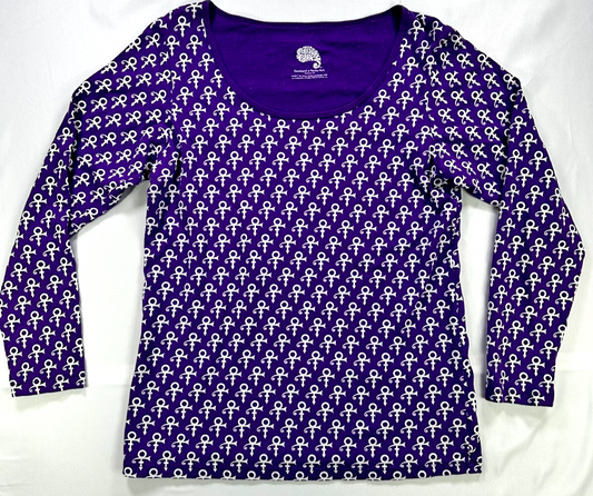 Women's Purple Prince Symbol AOP Paisley Park Long Sleeve Shirt (2017)- Size M