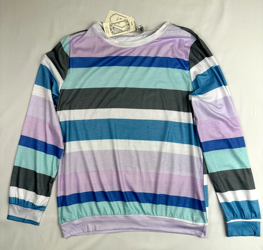Women's Coeur de Vague Long Sleeve Stretch Striped Shirt- Size XL