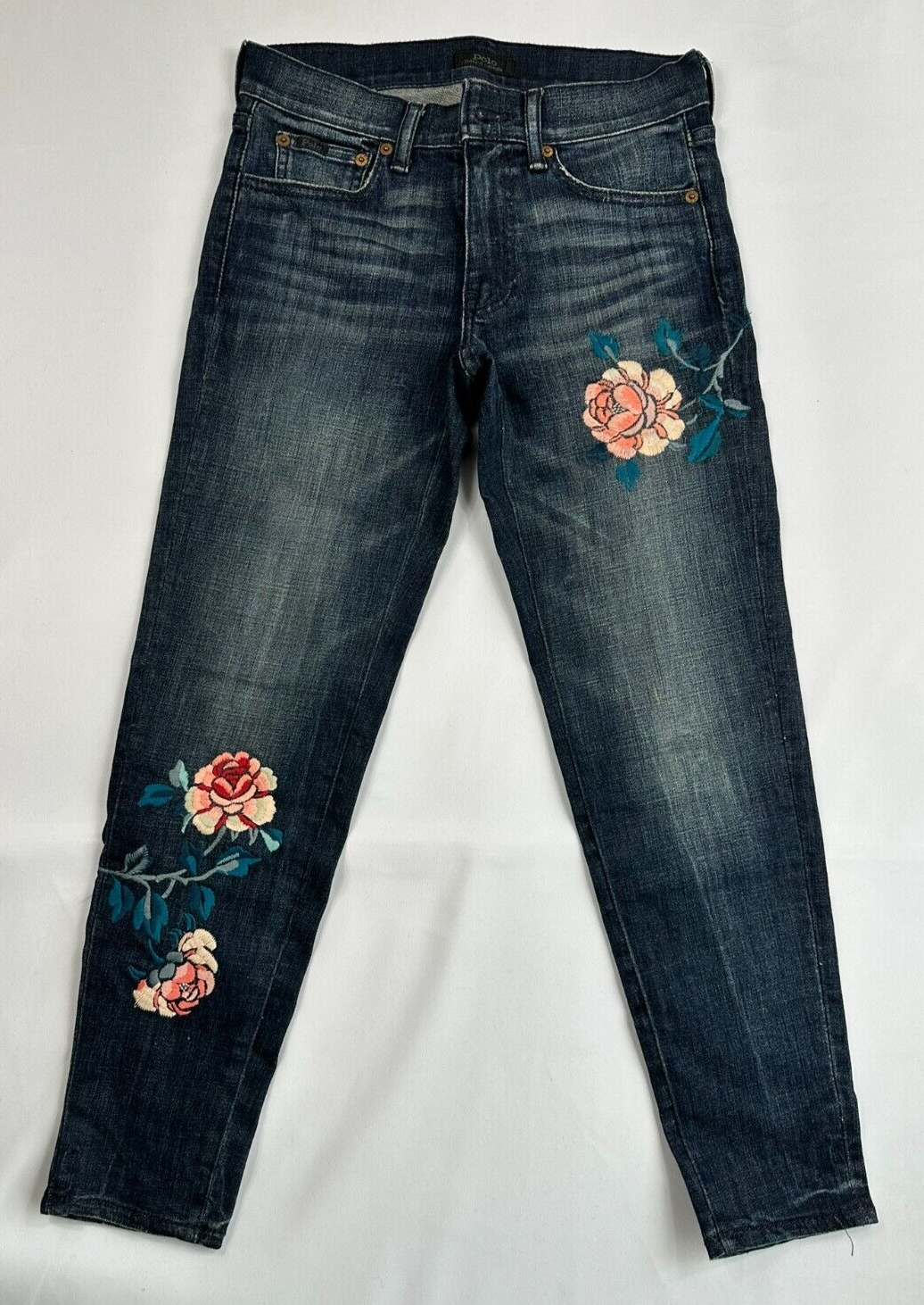 Women's Polo Ralph Lauren #26 Tompkins Skinny Crop- Floral Embroider- Waist 26
