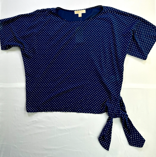 Women's Michael Kors Sapphire Chiffon Polka Dot Short Sleeve Shirt- Size S