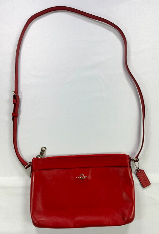 Coach Red Leather East West Crossbody Bag (56517E)
