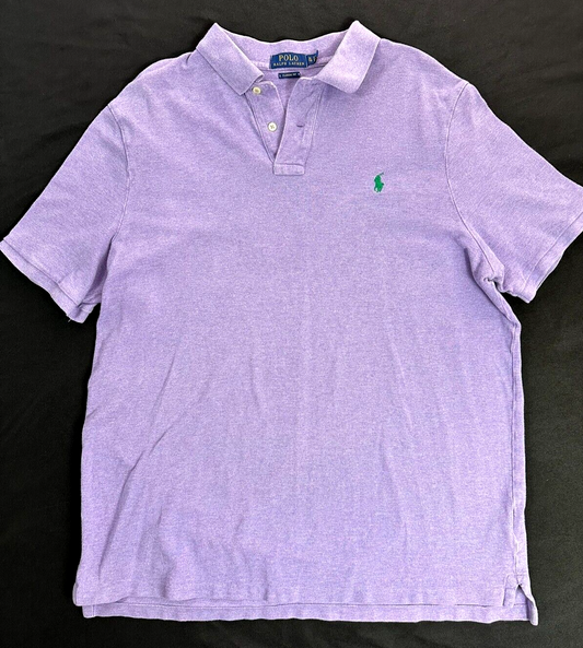 Men's Polo Ralph Lauren Collared Short Sleeve Purple Polo Shirt- Size XL