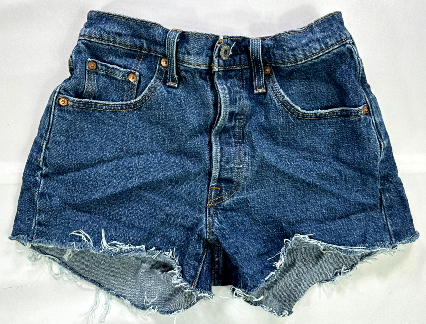 Women's Levi's 501 Button Fly Mid-Rise Cut-Off Denim Shorts- Waist 25