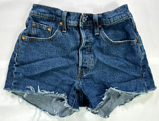Women's Levi's 501 Button Fly Mid-Rise Cut-Off Denim Shorts- Waist 25