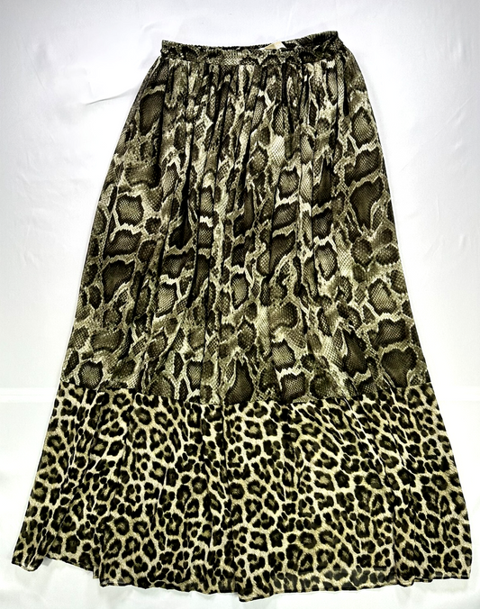 Women's Michael Kors Animal Print/Snakeskin Chiffon Lined Long Skirt- Size XS