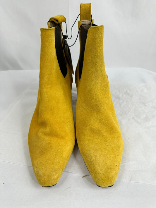 Women's Zara Leather Yellow Ankle Boots- Size 7.5