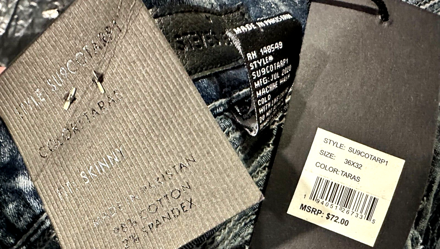 Men's Steve's Brand Stretch Skinny Fit Jeans- Size 36/32