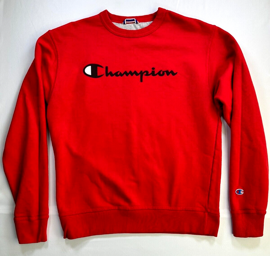 Men's Red Vintage Champion Logo Sweatshirt- Size M