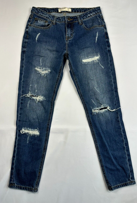 Women's Boyfriend Distressed/Ripped Relaxed Fit Jeans- Size 4