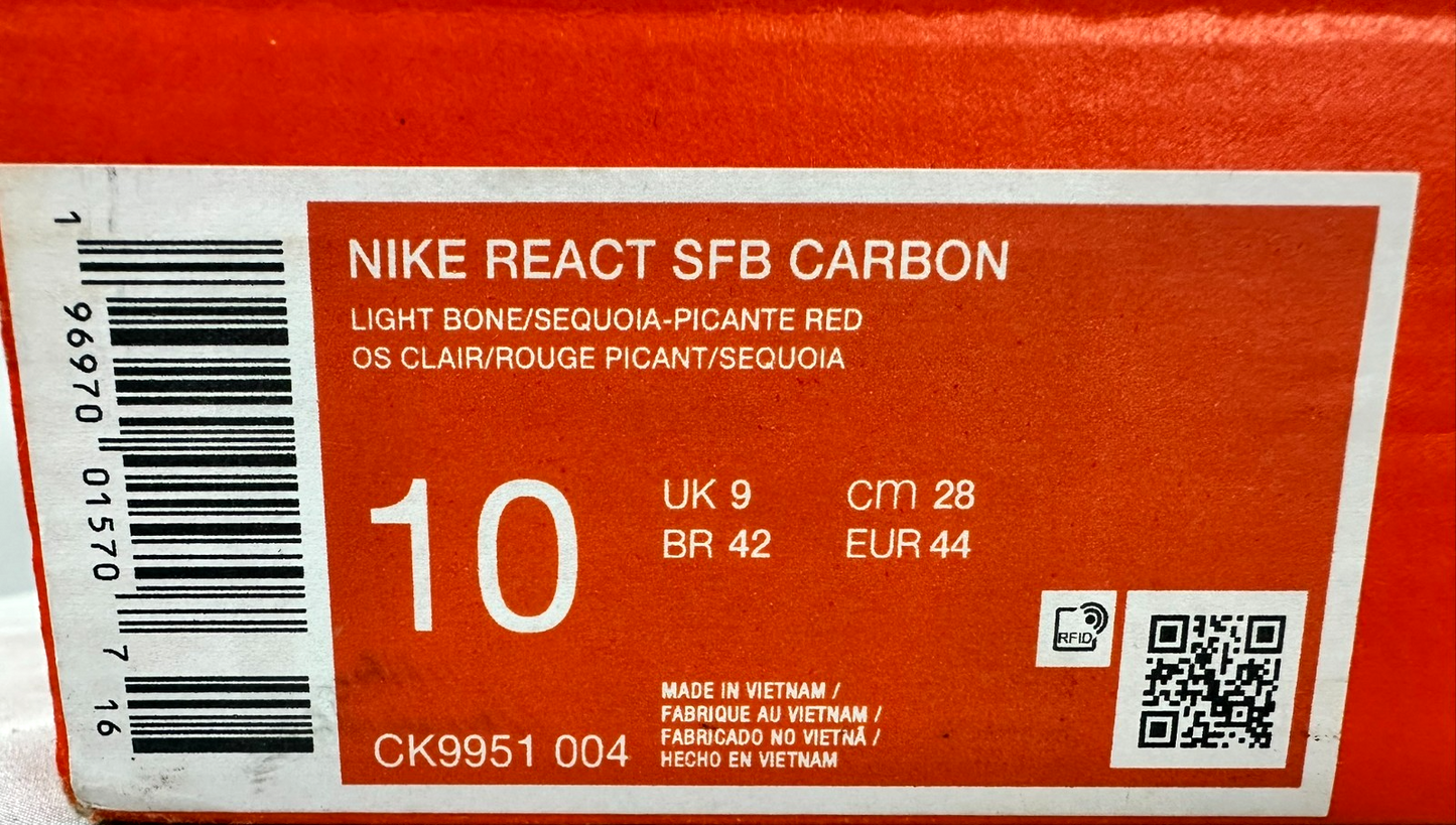 Men's Nike React SFB Carbon- Light Bone/Sequoia/Picante Red (CK9951-004) Size 10