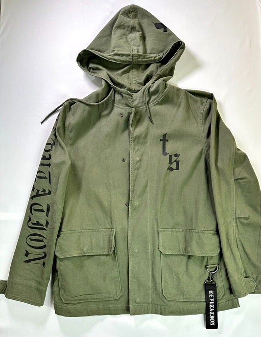 Women's Taylor Swift Reputation Tour Official Green Hooded Army Jacket- Size S