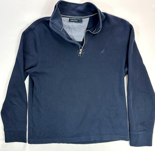 Men's Nautica Navy Blue 1/4 Zip Knit Pullover- Size L