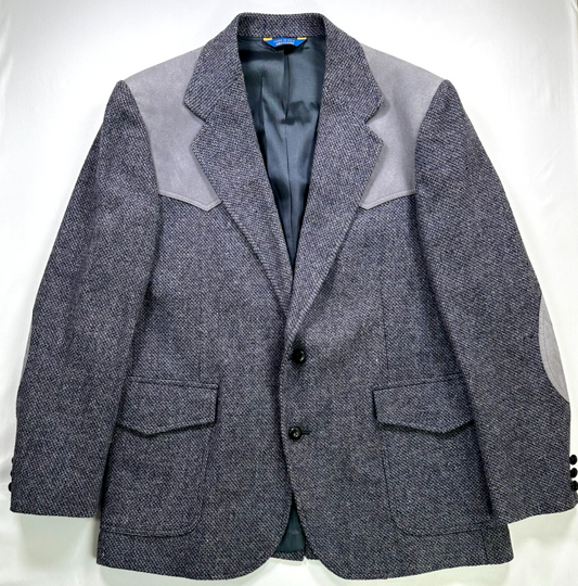Men's Gray Pendleton Suede & Tweed Wool Blazer Sport Coat- Size 44