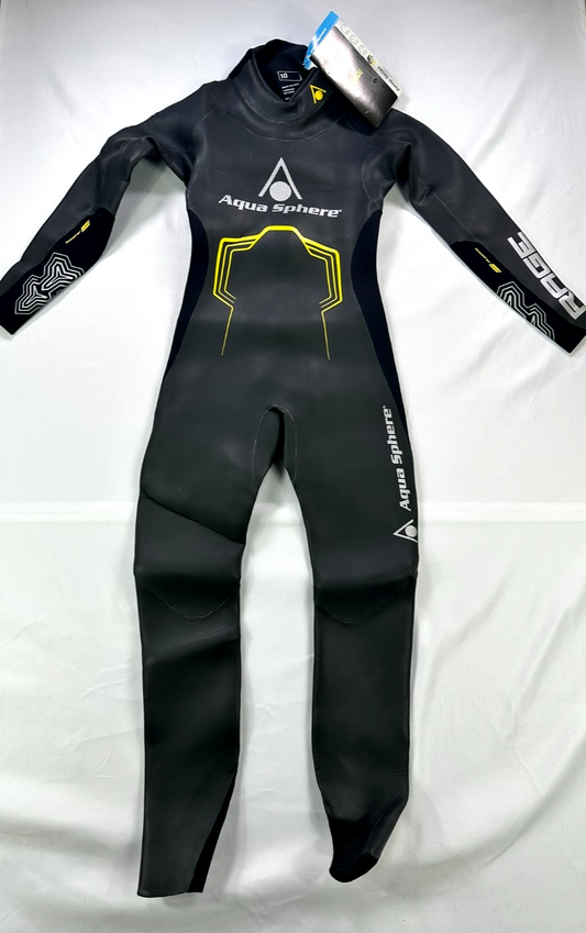 Youth Black Aqua Sphere Rage Series Full Body Zip Wetsuit (SU23510Y) Size 10