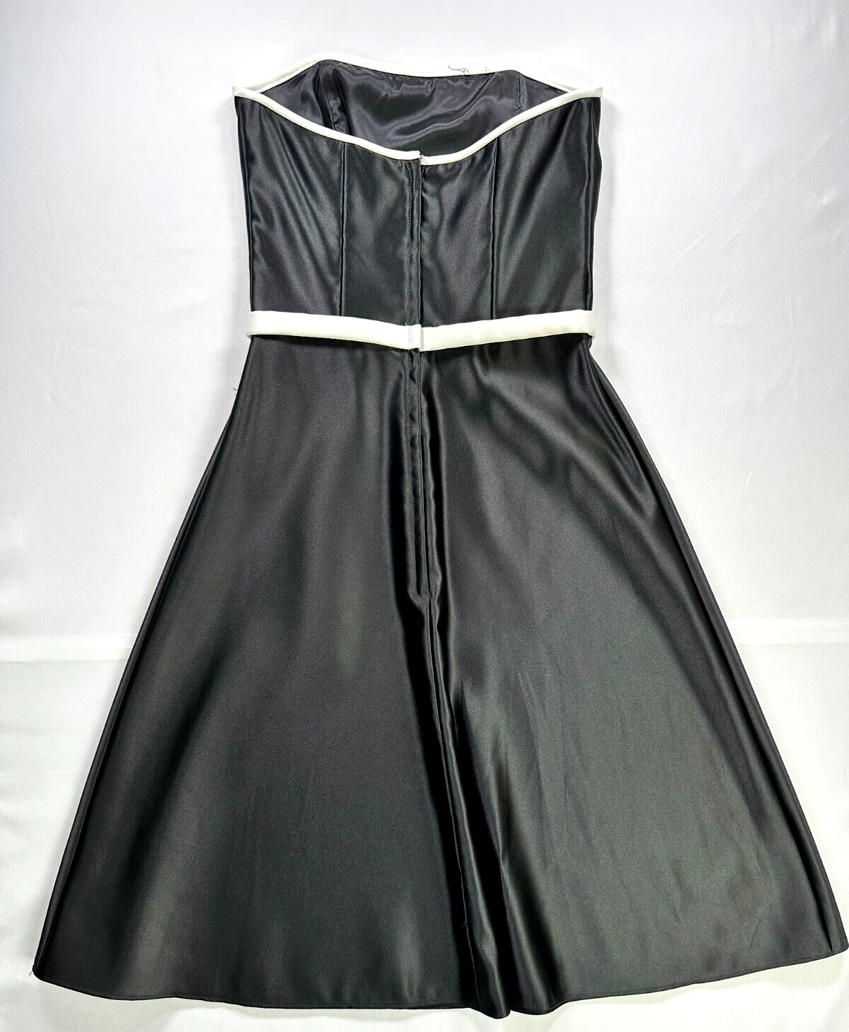 Women's Vintage Scott McClintock Black & White Strapless Satin Dress- Size 6