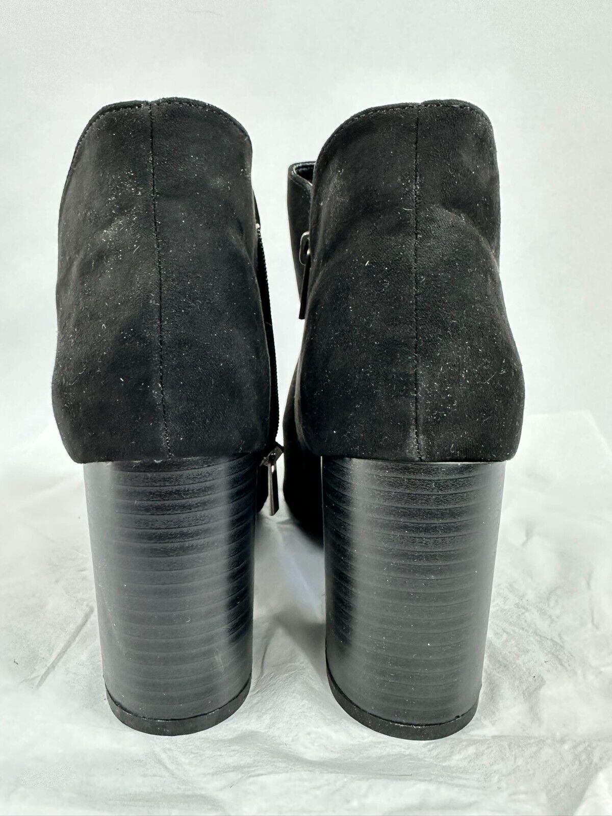 Women's Bamboo Black Open Toe Zip Up Platform Boot- Size 9