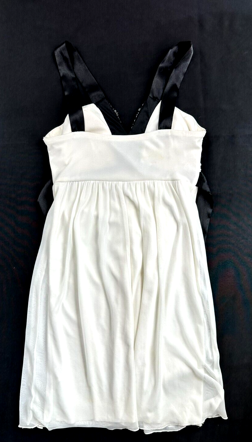Women's White & Black Rhinestone/Bead Short Dress- Size M