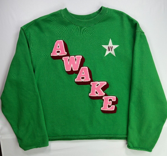 Men's Awake New York Green Logo Sweatshirt- Size XL