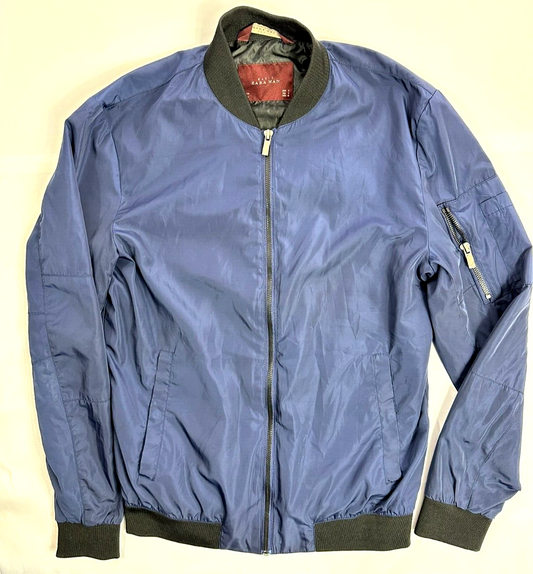 Men's Zara Dark Blue Lightweight Bomber Jacket- Size S
