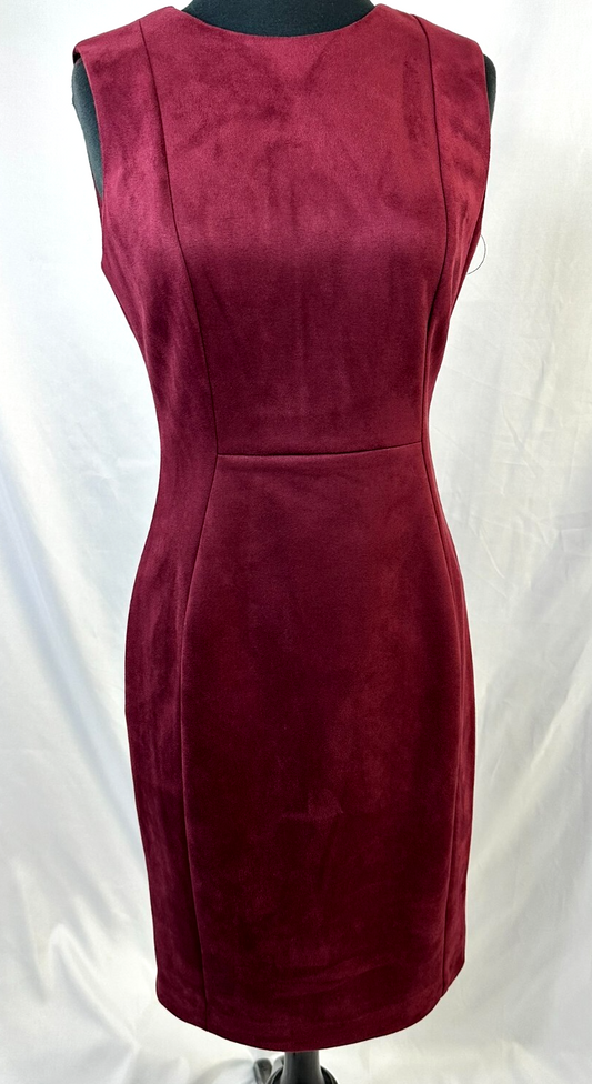 Women's Burgandy Calvin Klein Faux Suede Sheath Dress- Size 4