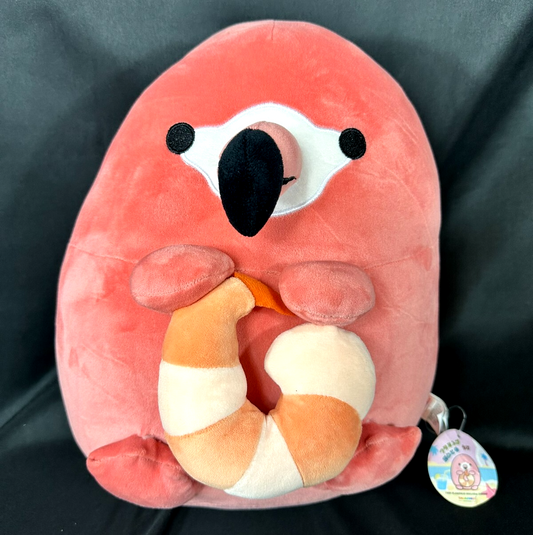 Takashoji 14" Flamingo Holding A Shrimp Plush (NWT)