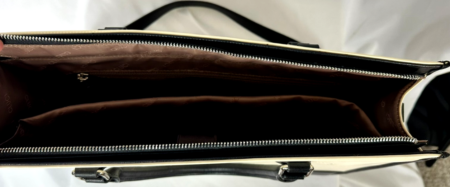 Women's Cluci Briefcase Oil Wax Leather 15.6" Laptop Business Large Shoulder Bag
