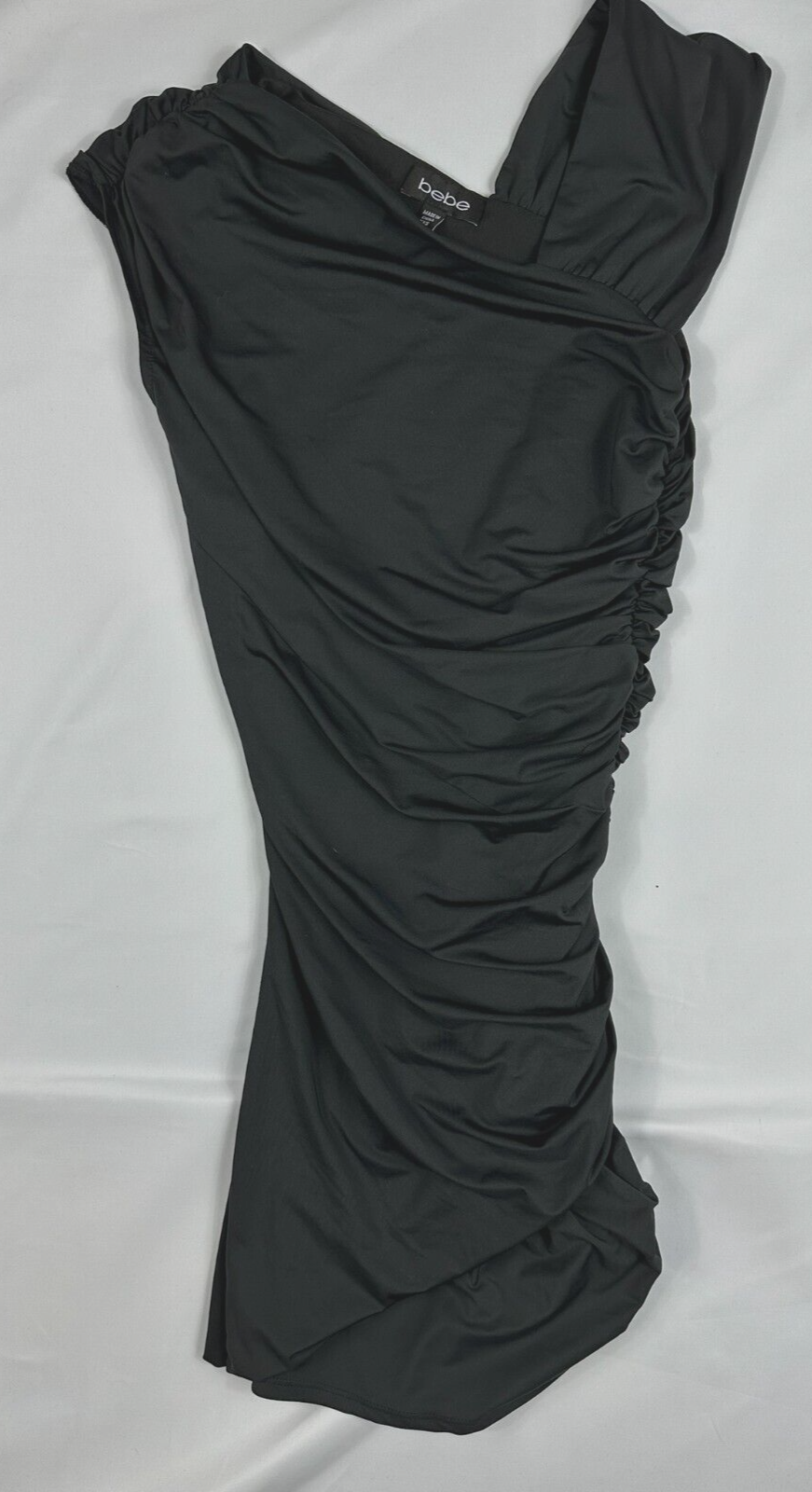 Women's Black Bebe Bodycon Ruched Mini Dress- Size XXS