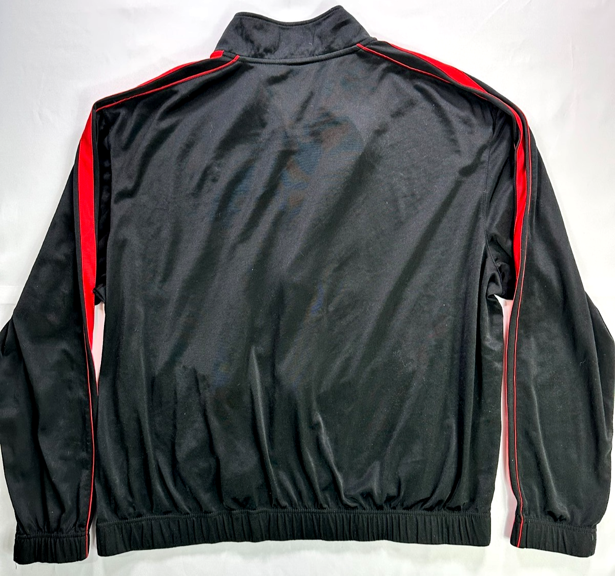 Men's Vintage Black & Red Trim Zip Warmup Jacket- Size L