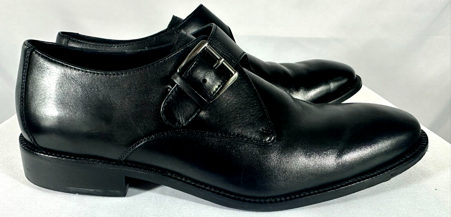 Men's Cole Haan Black Leather Monk Strap Single Buckle Shoes- Size 10