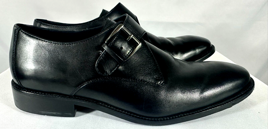 Men's Cole Haan Black Leather Monk Strap Single Buckle Shoes- Size 10