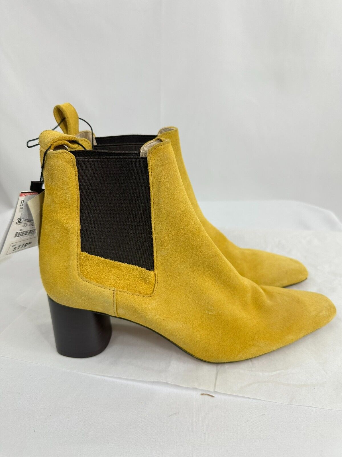 Women's Zara Leather Yellow Ankle Boots- Size 7.5