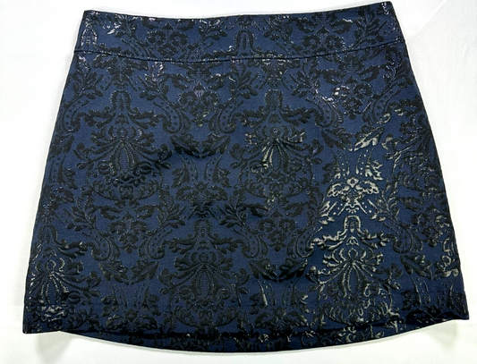 Women's Navy & Black Abercrombie & Fitch Shimmer Floral Lined Mini Skirt- Size 2