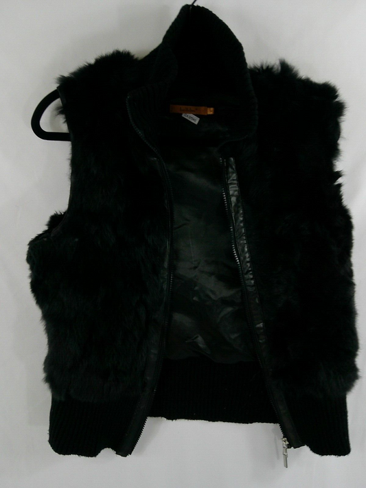 Women's Belldini Black Genuine Fur Vest- Size Medium