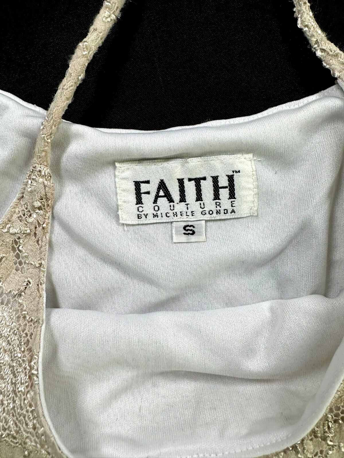 Women's Ivory Lace Faith Couture By Michele Gonda Long Dress- Size S