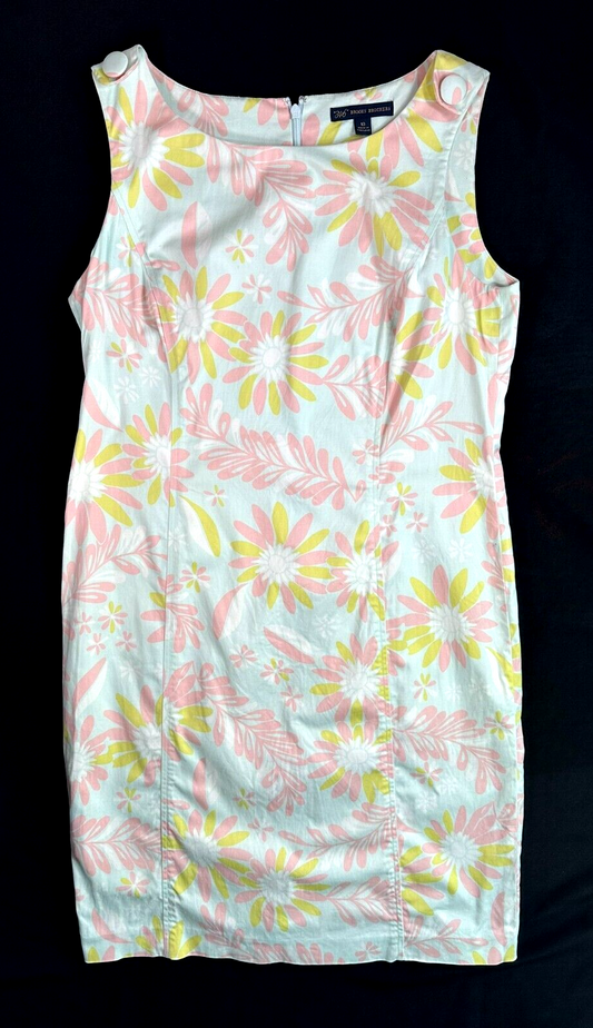 Women's Brooks Brother 346 Pastel Floral Sheath Button Top Dress- Size 10
