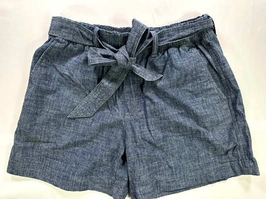 Women's Polo Ralph Lauren Lightweight Blue Denim Linen Tie Belt Shorts- Size SP