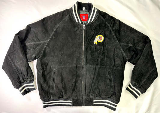 Men's Vintage Black NFL Washington Redskins Suede Leather Jacket- Size XL