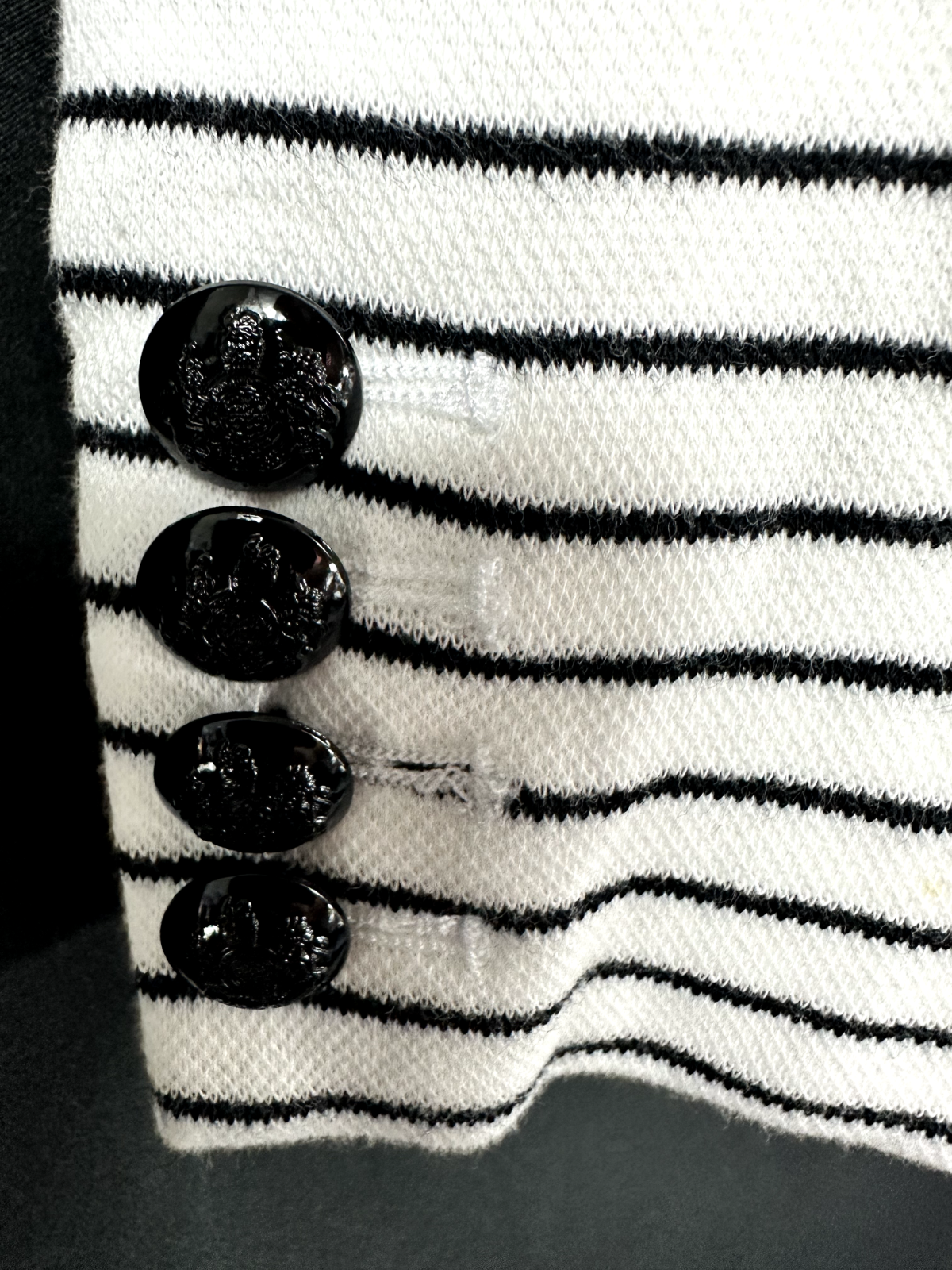Women's Ralph Lauren Black and White Striped Blazer- Size Medium
