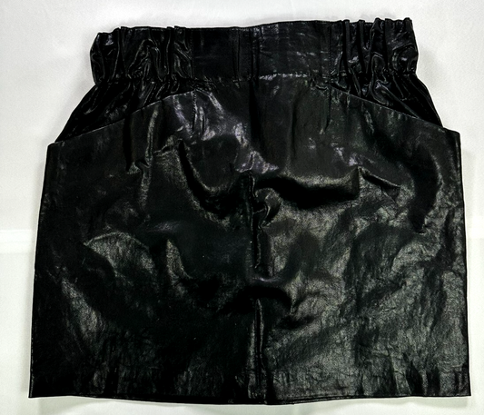 Women's Zara Black Faux Leather Elastic Waist With Pockets Mini Skirt- Size M