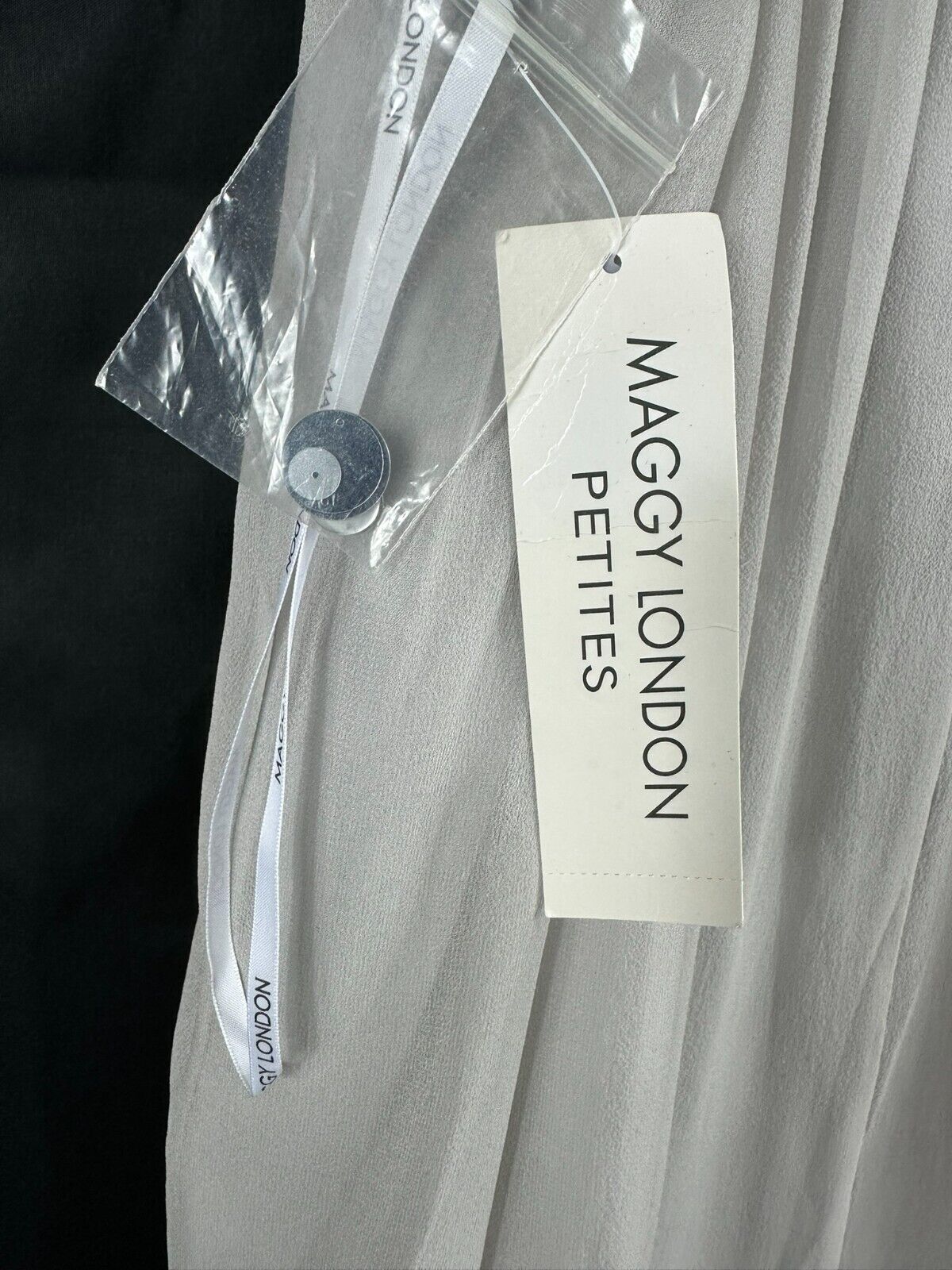 Women's Maggy London Petites Silk Light Grey Dress- Size 12P