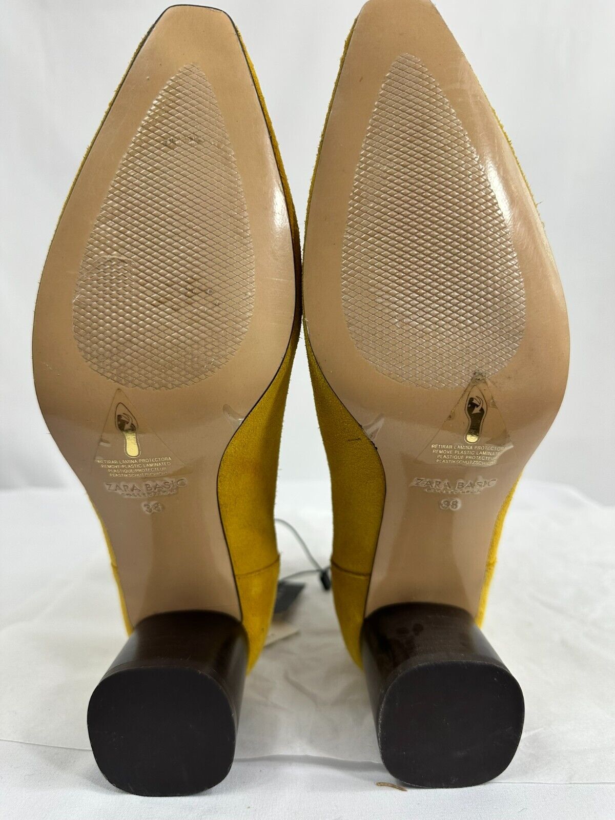 Women's Zara Leather Yellow Ankle Boots- Size 7.5