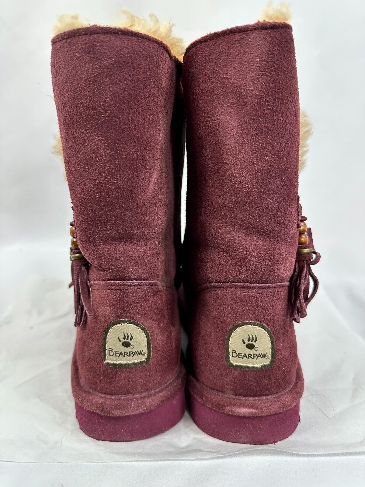 Women s Bearpaw Mariana Wine Color 9" High Sheepskin Boot- Size 9