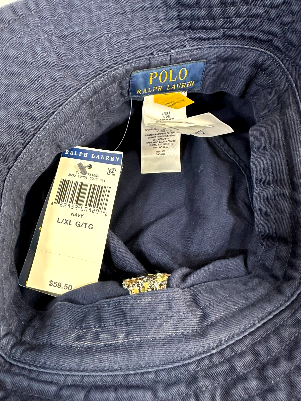Polo Ralph Lauren Navy "Polo Bear" Bucket Hat- Size L/XL