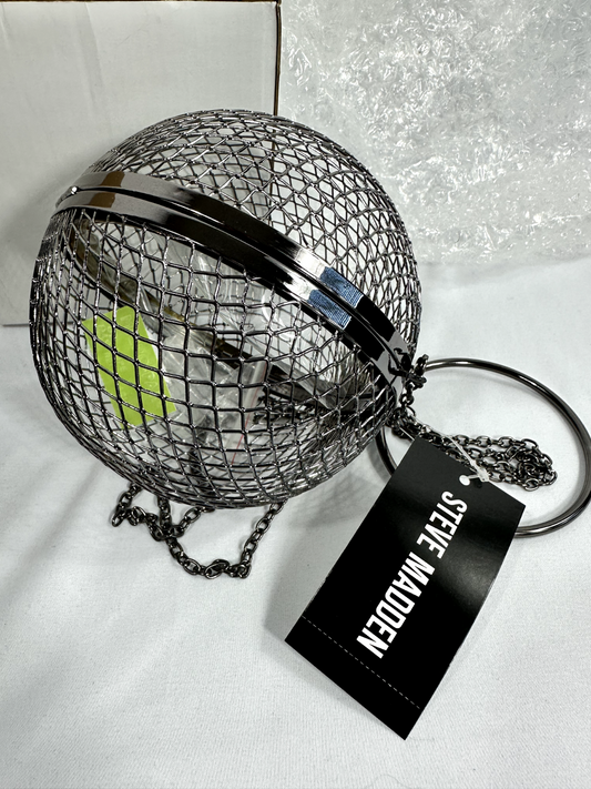 Steve Madden BCaged Pewter Mesh Ball Purse