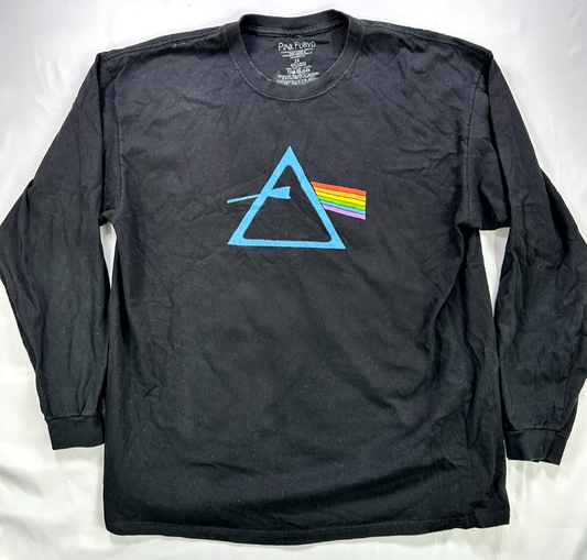 Men's Black Pink Floyd Dark Side Of The Moon Kanji Long Sleeve T-Shirt- Size 2XL