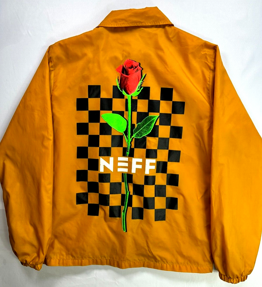 Men's Yellow Neff Skateboarding Rose & Checker Jacket- Size M