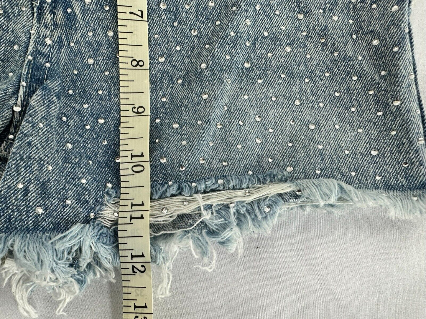 Girls Youth Banjara Sequin Studded Mid Rise Cutoff Jean Shorts- Size 00/22